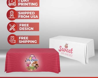Custom Table Cloth with Logo, Rectangular Table Cloth, Trade Show Table Personalized Logo, Table Throw Business Logo Trade Show