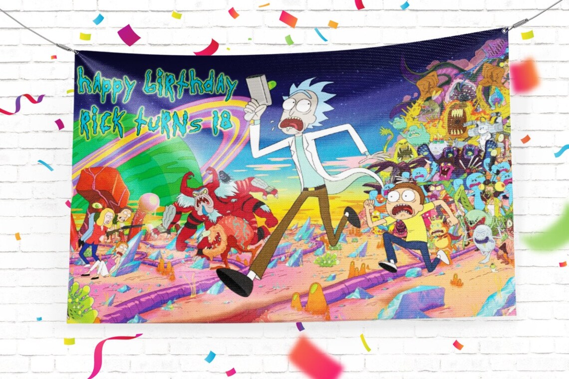 Rick and Morty Birthday Banner Decoration Personalized Name | Etsy