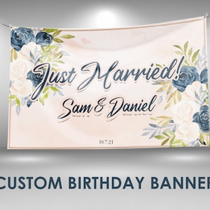 Just Married Banner, Just Married Sign Decoration, Vinyl Banner