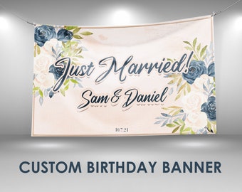 Just Married Banner, Just Married Sign Decoration, Vinyl Banner