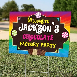 Chocolate Birthday Banner, Chocolate Factory Party, Custom Vinyl Banner ...