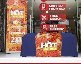 Custom Table Runners, Logo Table Runners, Trade Show Business Signs, Personalized Table Cloth Runner, Custom Business Sign