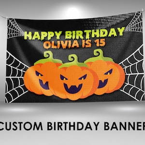 Horror Birthday Banner, Halloween Birthday Decor, Vinyl Banner Sign Decoration, Vinyl Banner Design