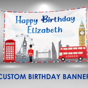 London Birthday Printable Banner, London Baby Birthday Banner, Personalized Banner, London Birthday Decorations, Party Banner