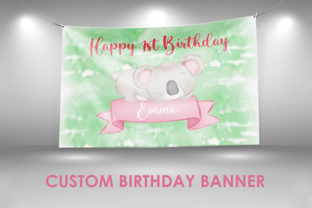 Koala Birthday Banner Koala Party Decor Custom Vinyl Banner Etsy