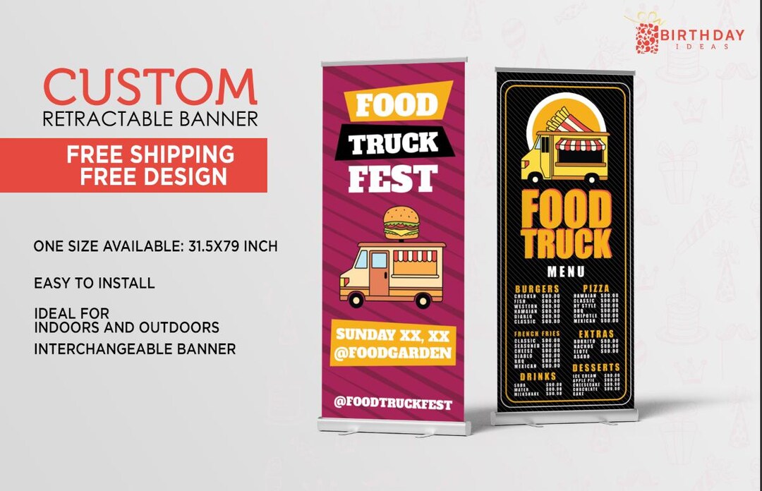 Street Food Retractable Banner, Pop up Shop Sign (33x81 Inches) - Etsy