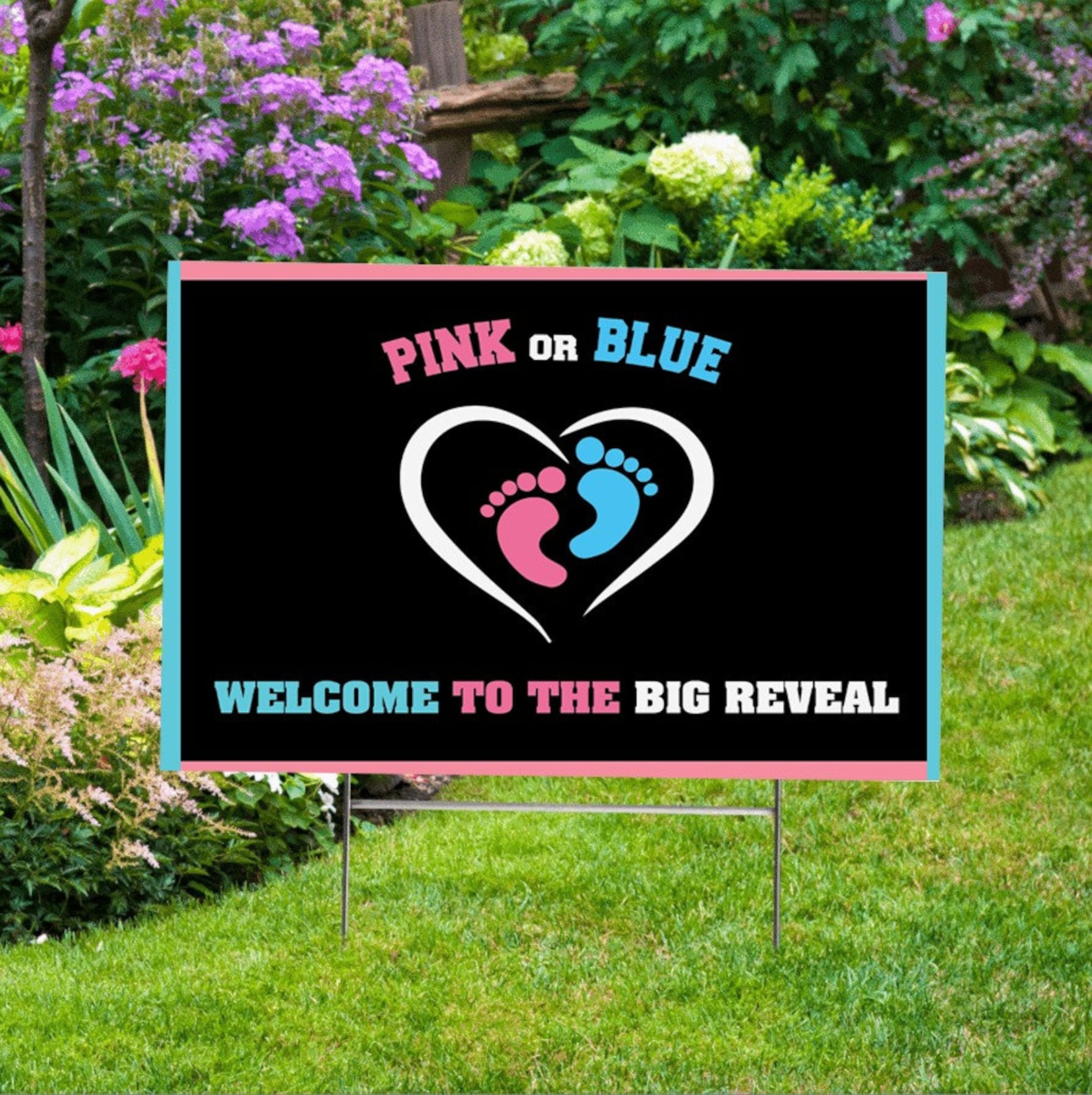 Gender Reveal Custom Yard Signs Custom Gender Reveal Garden Etsy