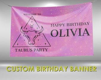 Taurus Birthday Banner, Taurus Zodiac Sign Party, Zodiac Sign Party Decorations, Taurus Birthday Custom Party Banner, Taurus Vinyl Banner