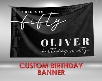 50th Birthday Banner, 50th Birthday Party Custom Vinyl Banner, 50th Birthday Theme Party Banner, 50th Birthday Party Sign