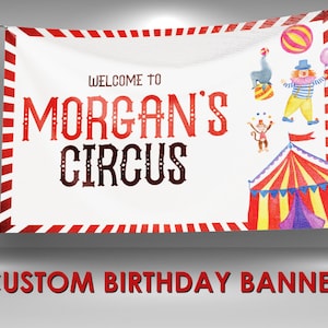 Circus Clown Birthday Banner, Circus Birthday Party, Circus Birthday Custom Party Banners, Clown Party Circus Banner, Circus Vinyl Banner