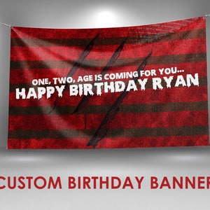 Halloween Banner, Halloween Birthday Party Decor, Horror Movie Decor Custom Party Banner, Halloween Decoration Wall Decor Banner