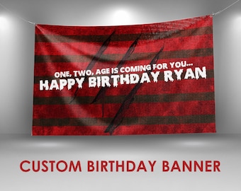 Halloween Banner, Halloween Birthday Party Decor, Horror Movie Decor Custom Party Banner, Halloween Decoration Wall Decor Banner