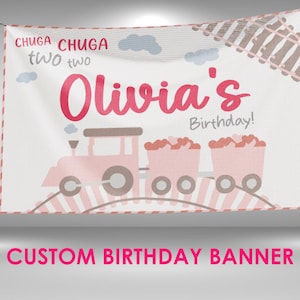 Chugga Chugga Two Two Birthday Banner, Train Birthday Party Decorations, Choo Choo Two Birthday Vinyl Banner, Train Birthday Party