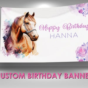 Horse Birthday Banner, Horse Birthday Backdrop, Cowgirl Birthday Party, Horse Custom Party Banners, Horse Party Banner, Horse Party Decor