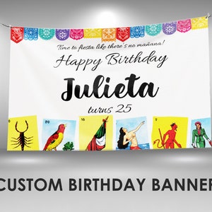 Loteria Birthday Banner, Loteria Party Decor, Custom Vinyl Banner, Personalized Name