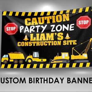 Birthday party banner backdrop | Construction birthday banner | Construction theme birthday banner| vinyl banner | vinyl birthday banner