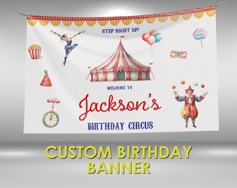 Circus Birthday Banner, Circus Party Custom Vinyl Banner, Carnival Theme Party Banner, Circus Party Sign, Carnival Birthday Vinyl Banner