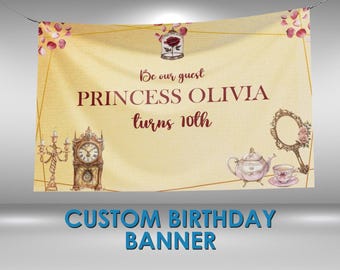 Princess Birthday Banner, Princess Party Custom Vinyl Banner, Princess Theme Party Banner, Princess Party Sign