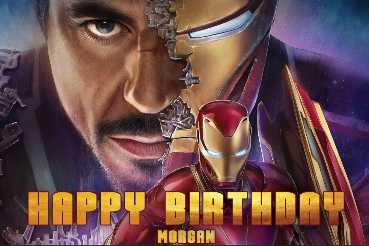 Iron Man happy birthday name banner happy birthday banner | Etsy