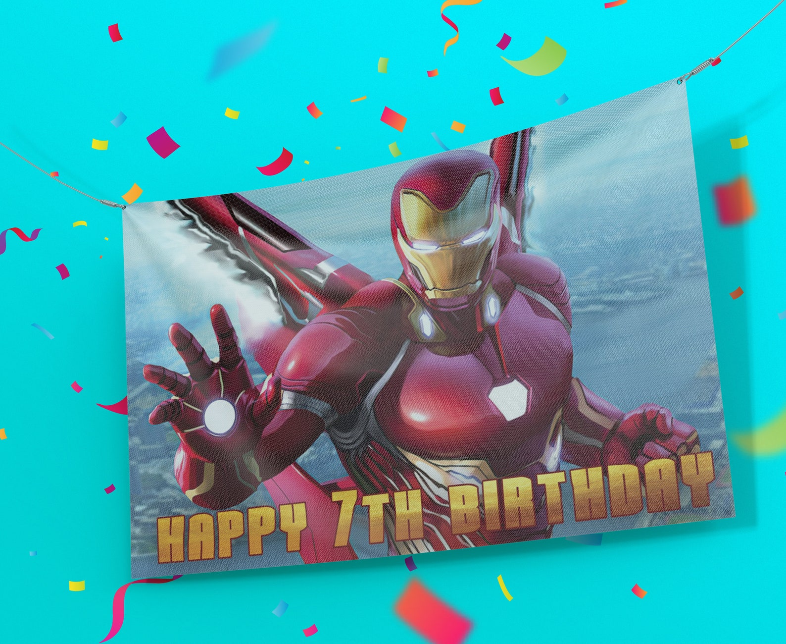 Iron Man happy birthday name banner happy birthday banner | Etsy