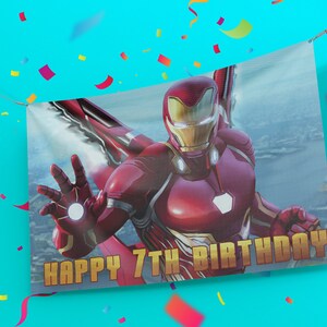 Iron Man happy birthday name banner happy birthday banner | Etsy
