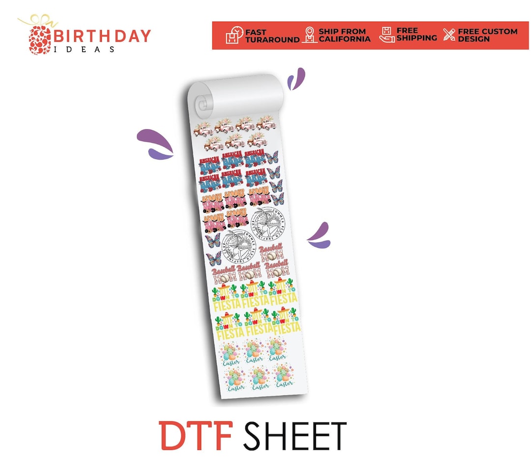 Gang Sheet Custom DTF Transfers, Personalized DTF Transfers for Fabrics ...
