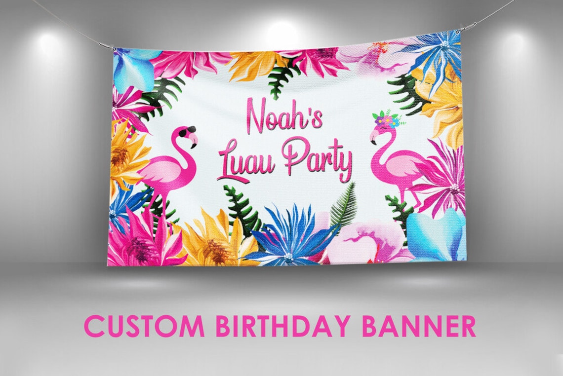 Hawaiian Luau Birthday Banner Luau Party Decorations image 1