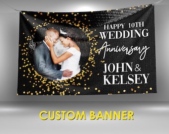 Happy Anniversary Banner, Anniversary Party Custom Banner, Wedding Anniversary Banner, Congratulations Banner, Anniversary Sign Decor