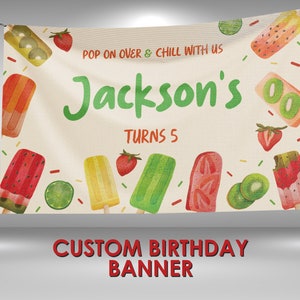 Popsicle Birthday Banner, Popsicle Birthday Decorations Party Banner, Pool Party Summer Birthday, Ice Cream Birthday Banner Party Wall Sign