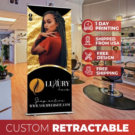 Beauty Salon Retractable Banner, Business Banner Pöp Up Shop Banner, Beauty Salon Business Sign, Custom Retractable Banner