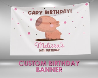 Capybara Birthday Banner, Capybara Party Custom Vinyl Banner, Capybara Theme Party Banner, Capybara Party Sign