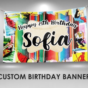 Loteria Birthday Banner, Loteria Party Decor, Custom Vinyl Banner, Personalized Name image 1