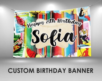 Loteria Birthday Banner, Loteria Party Decor, Custom Vinyl Banner, Personalized Name