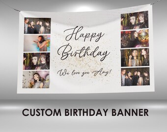 21st Birthday Banner, 21st Photo Collage Vinyl Party Banner, Photo Birthday Banner, Custom Wall Hanging Banner, Photo Banner