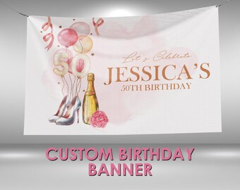 50th Birthday Banner, 50th Birthday Party Custom Vinyl Banner, 50th Birthday Theme Party Banner, 50th Birthday Party Sign