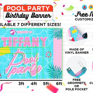 Pool Birthday Banner, Pool Party Decorations, Custom Vinyl Banner ...