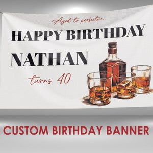 A Cold One for the Old One Birthday Banner, Whiskey Custom Party Banner, Whiskey Decorations Party 60th Birthday Decorations Banner