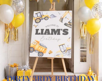 Personalized Construction Welcome Sign - Custom Birthday Party Decor - Yard Sign - Coroplast or Foam Board - Printed and Shipped - Any Age
