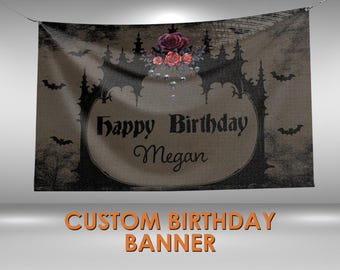 Gothic Vampire Birthday Banner, Custom Vinyl Party Sign