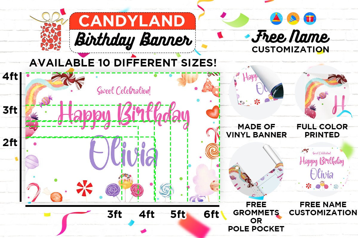 Candyland Birthday Vinyl Banner