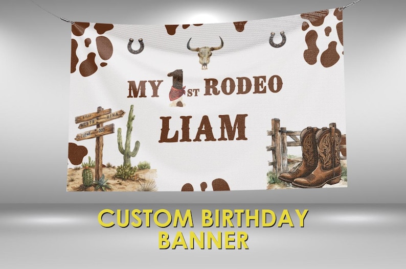 First Rodeo Paper Banner 1st Rodeo Birthday Banner, 1st Rodeo Party Custom Vinyl, 1st Rodeo ...