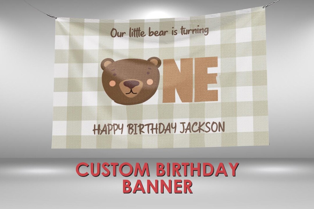 Beary 1st Birthday Banner, Wooden Bear Party Decorations, Beary First ...