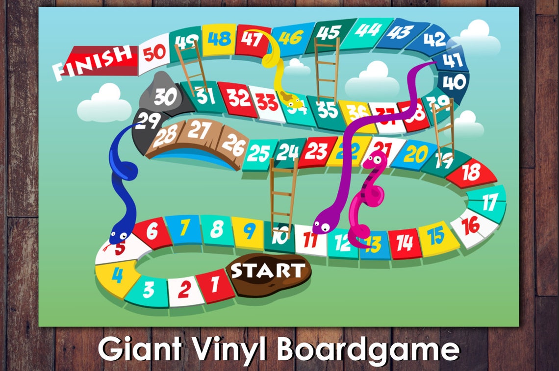 Snakes and Ladders Vinyl Play Mat Kids Board Party Game image 1