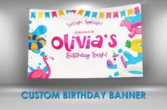 Splish Splash Birthday Banner, Splish Splash Party Themed, Inflatable Water Custom Party Banners, Splish Splash Vinyl Banner Personalized