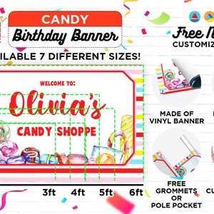 Candy Birthday Banner, Candy Party Decor, Custom Vinyl Banner ...