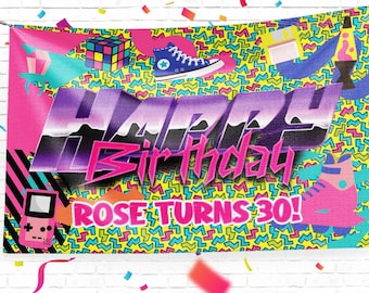 80s Retro Birthday Party Signs, Birthday Custom Sign, Vinyl Banner Sign Decoration, Vinyl Banner Design