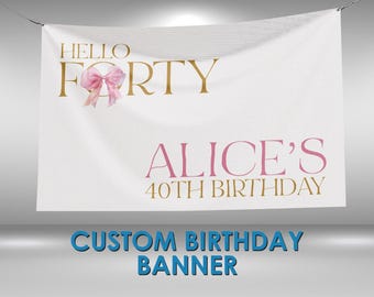 40th Birthday Banner, 40th Birthday Party Custom Vinyl Banner, 40th Birthday Theme Party Banner, 40th Birthday Party Sign
