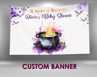 A Baby is Brewing Vinyl Banner, A Baby is Brewing Decorations, Halloween Baby Brewing Shower, Baby Brewing Custom Baby Shower Banner