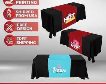 Custom Table Runners, Logo Table Runners, Trade Show Business Signs, Personalized Table Cloth Runner, Custom Business Sign