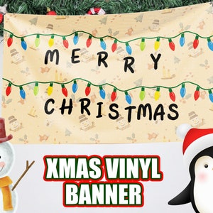 Merry Christmas Banner, Personalized Christmas Garage Door banner, Stranger Christmas, Funny Christmas Banner